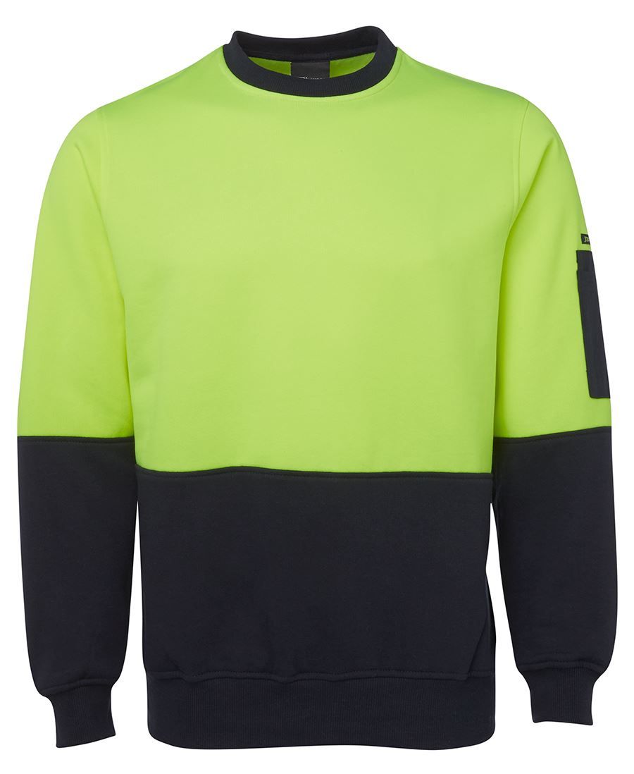JB's Hv Fleecy Crew Lime/Navy -2Xs