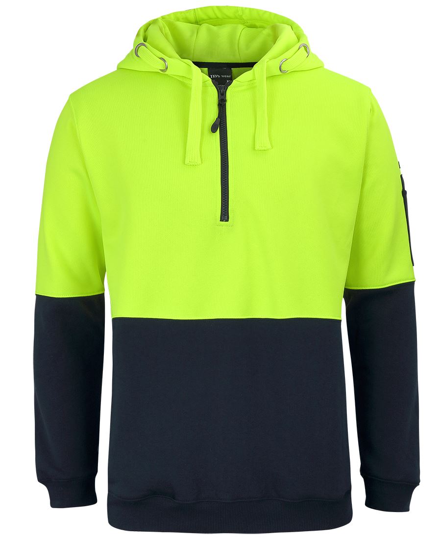 JB's Hv 1/2 Zip Fleecy Hoodie Lime/Navy -2Xs