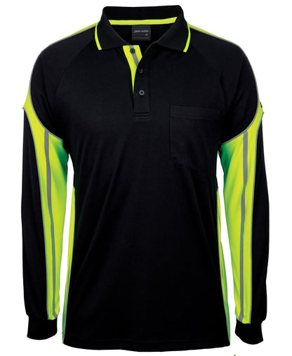 JB's L/S Street Panel Polo Black/Lime-2Xs