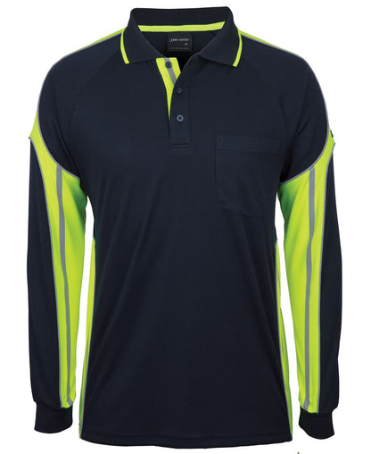 JB's L/S Street Panel Polo Black/Lime-2Xs