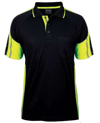 JB's S/S Street Panel Polo Black/Lime-2Xs
