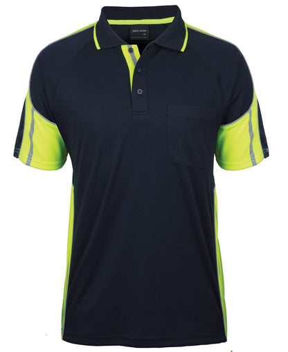 JB's S/S Street Panel Polo Black/Lime-2Xs