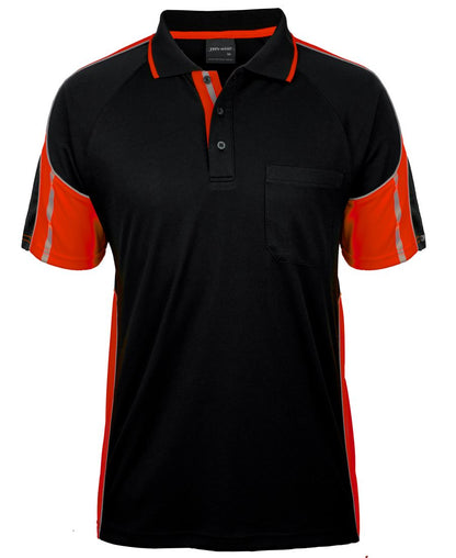 JB's S/S Street Panel Polo Black/Lime-2Xs