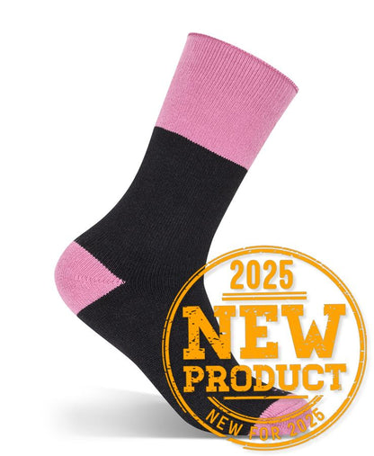 JB's Ladies Work Sock 3 Pack Black/Mix Pink - 5-8