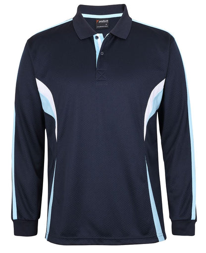 Podium L/S Cool Polo Black/Aqua/Grey
