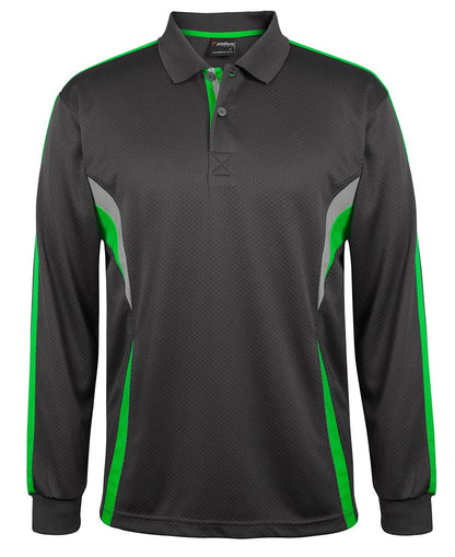 Podium L/S Cool Polo Black/Aqua/Grey