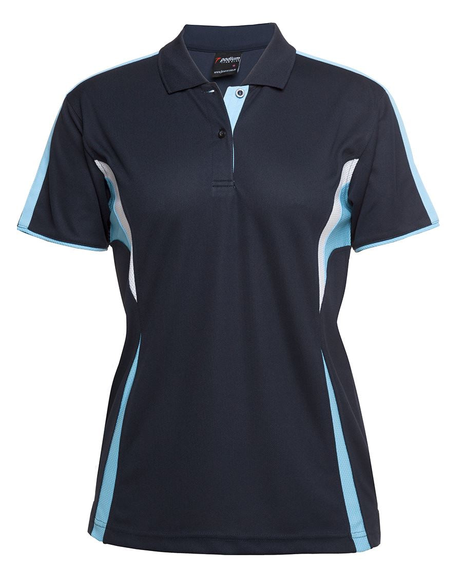 Podium Ladies Cool Polo Black/Aqua/Grey -08