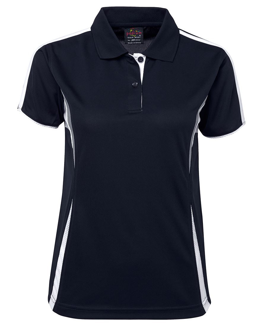 Podium Ladies Cool Polo Black/Aqua/Grey -16