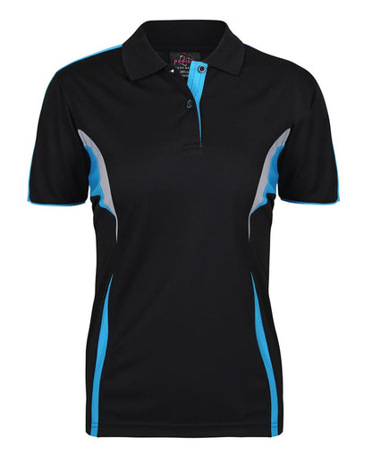 Podium Ladies Cool Polo Black/Aqua/Grey -16