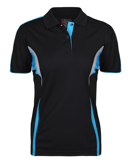 Podium Ladies Cool Polo Black/Aqua/Grey -16
