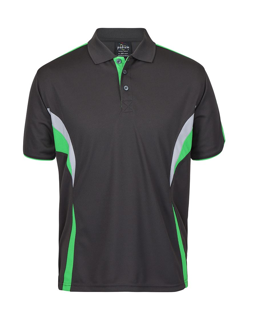 Podium Cool Polo Black/Red/Grey -3Xs