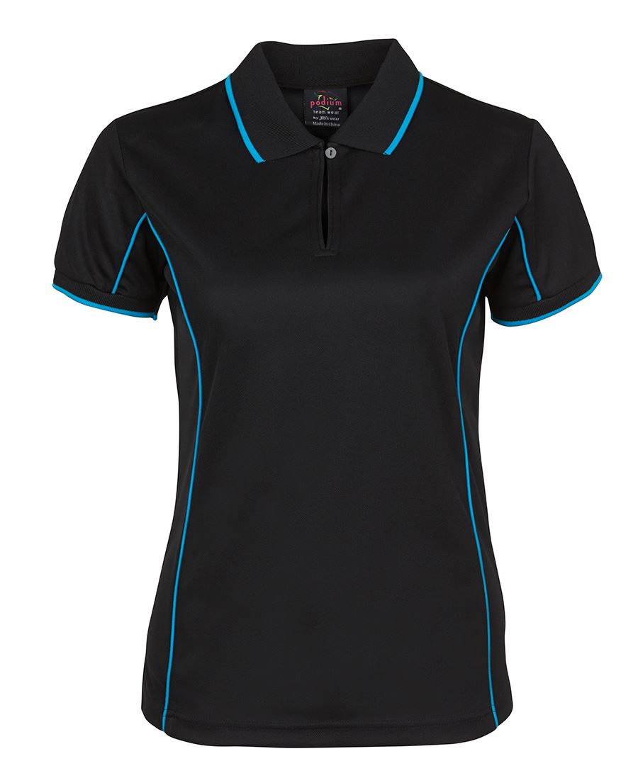 Podium Ladies Piping Polo Black/Red-16