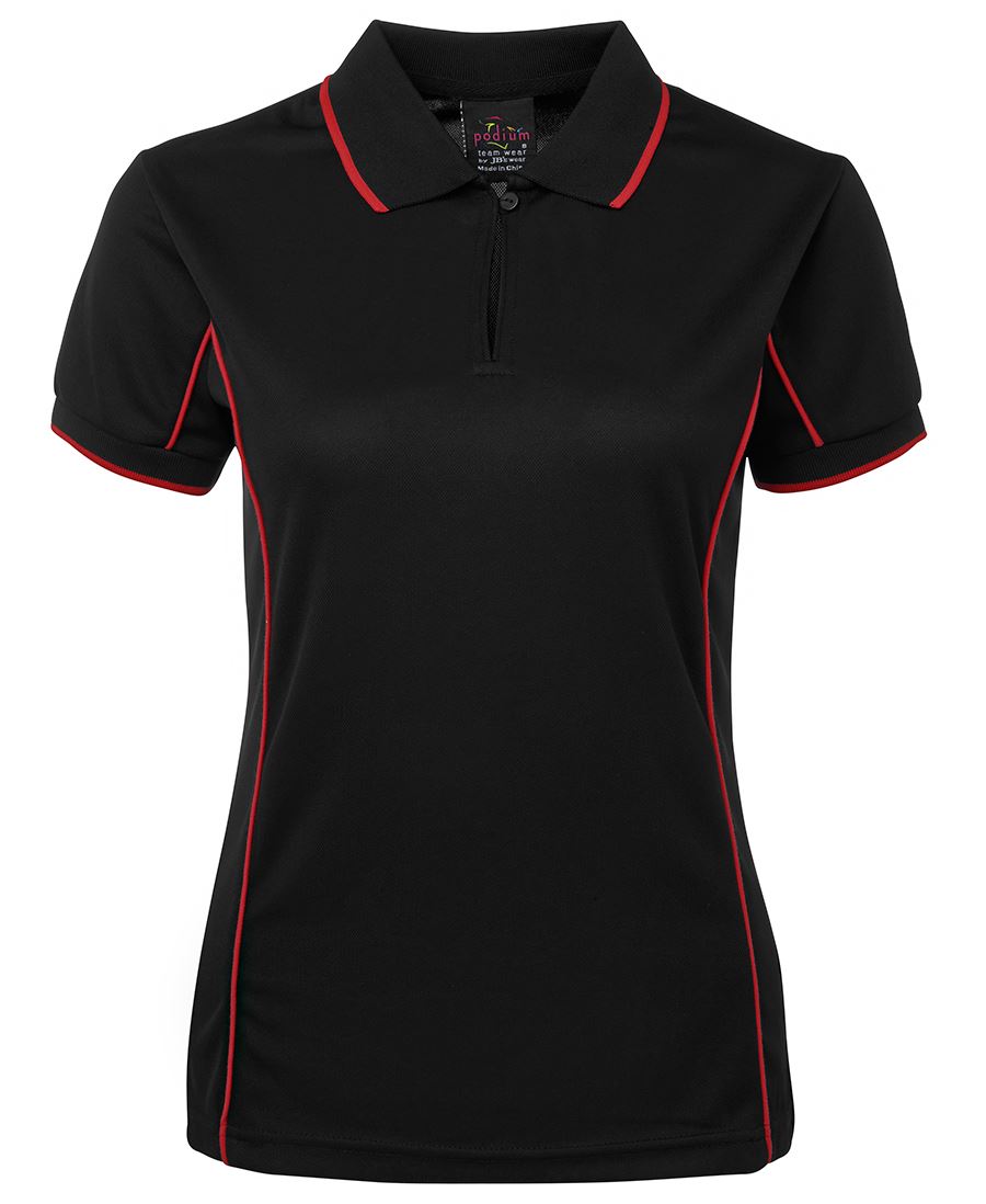 Podium Ladies Piping Polo Black/Red-16