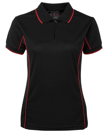 Podium Ladies Piping Polo Black/Red-16