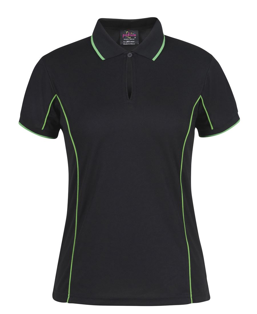 Podium Ladies Piping Polo Black/Red-08