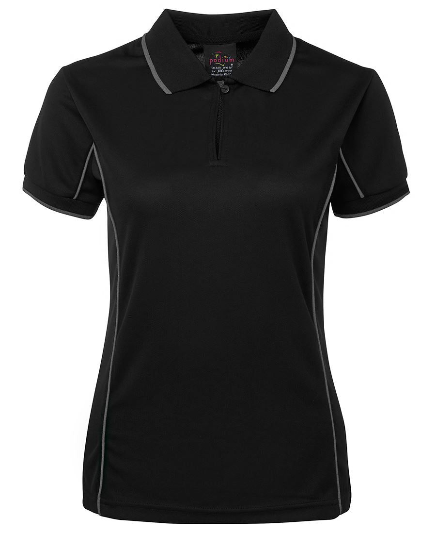 Podium Ladies Piping Polo Black/Red-16