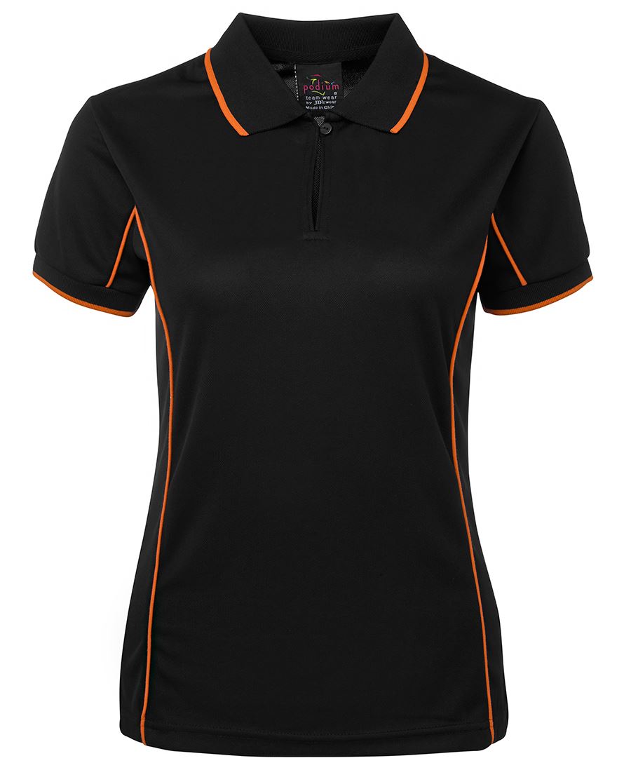 Podium Ladies Piping Polo Black/Red-16