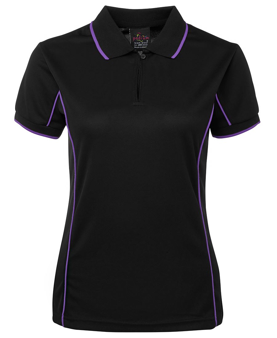 Podium Ladies Piping Polo Black/Red-08