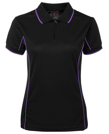 Podium Ladies Piping Polo Black/Red-16
