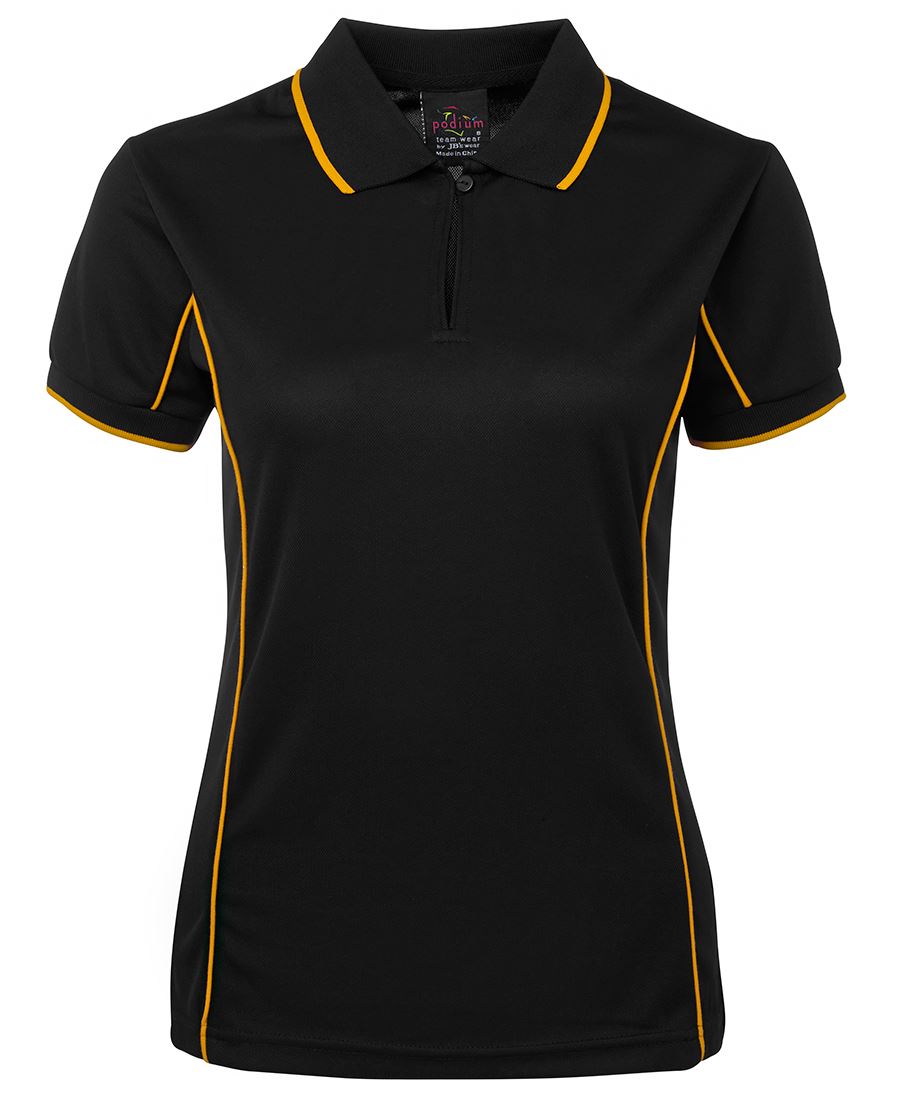 Podium Ladies Piping Polo Black/Red-16