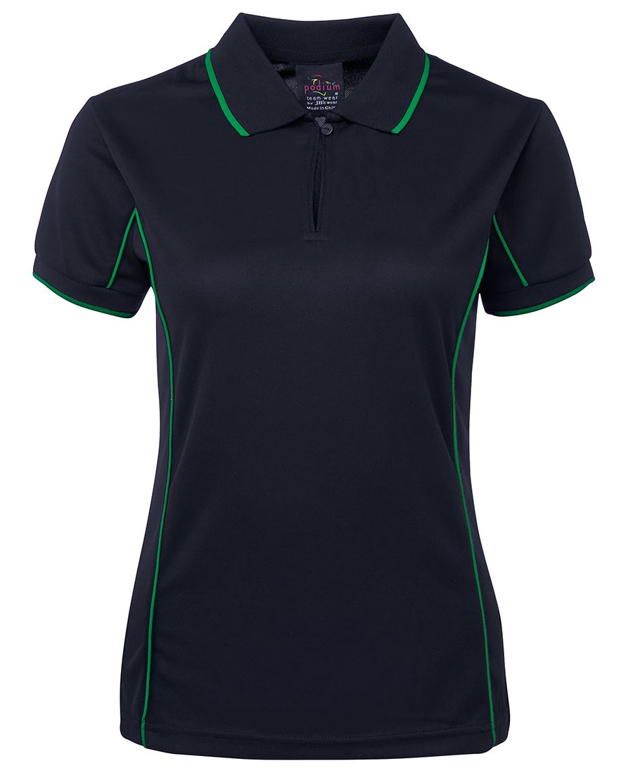 Podium Ladies Piping Polo Black/Red-16