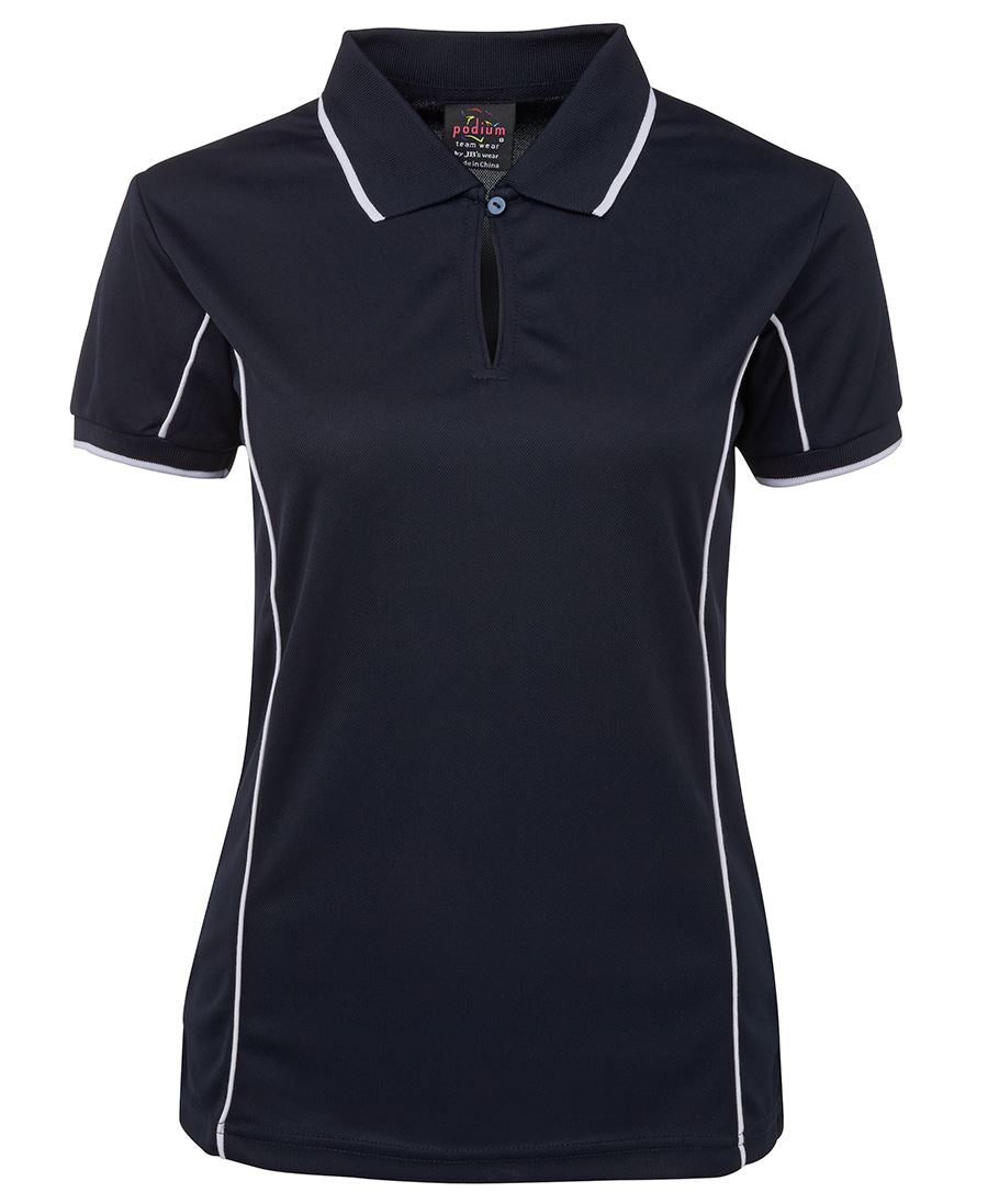 Podium Ladies Piping Polo Black/Red-16