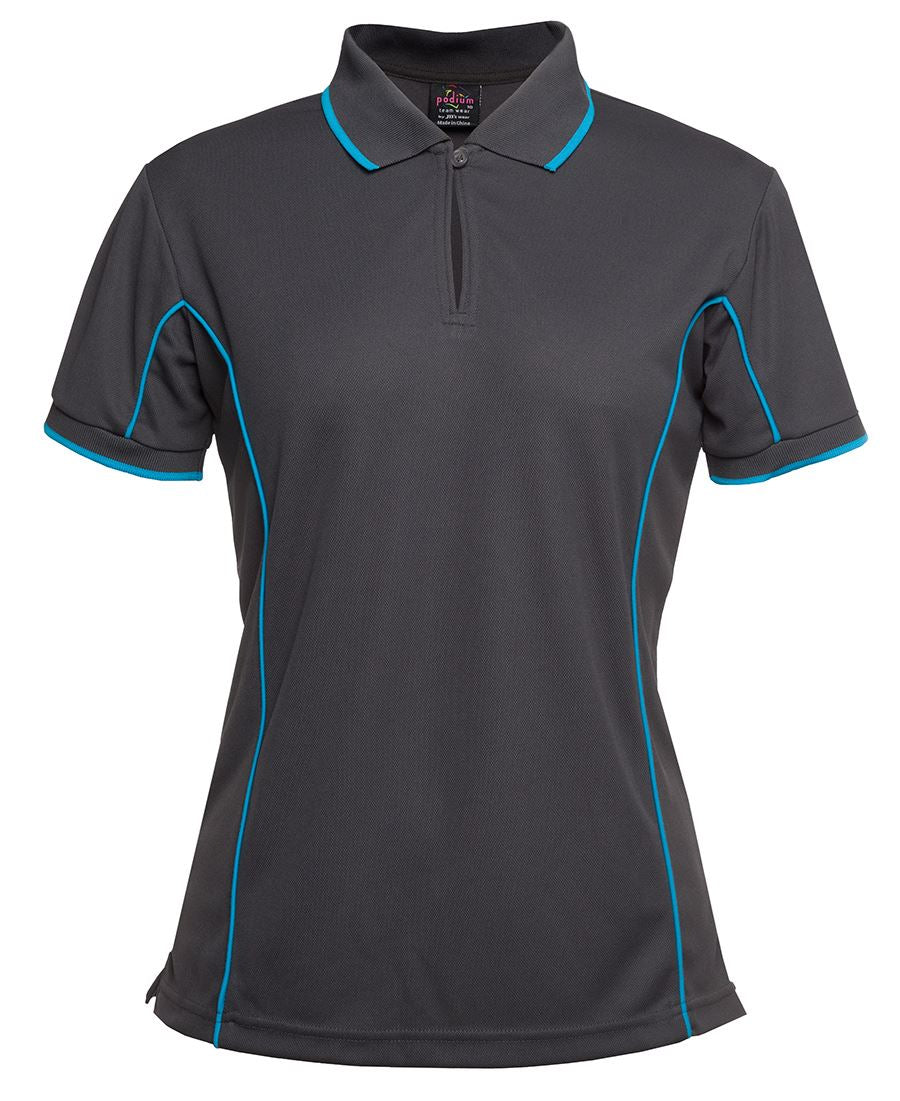Podium Ladies Piping Polo Black/Red-16