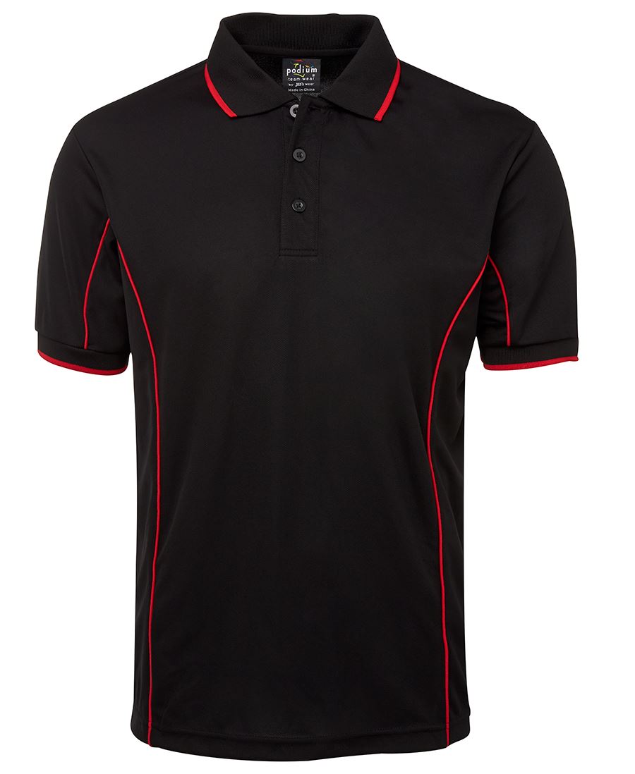 Podium S/S Piping Polo Forest/White-2Xs