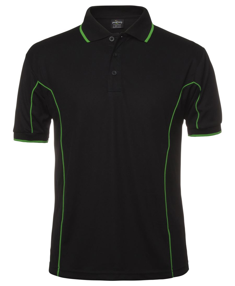 Podium S/S Piping Polo Forest/White-2Xs