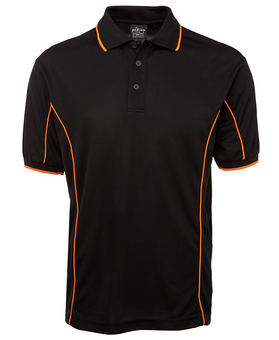 Podium S/S Piping Polo Forest/White-2Xs