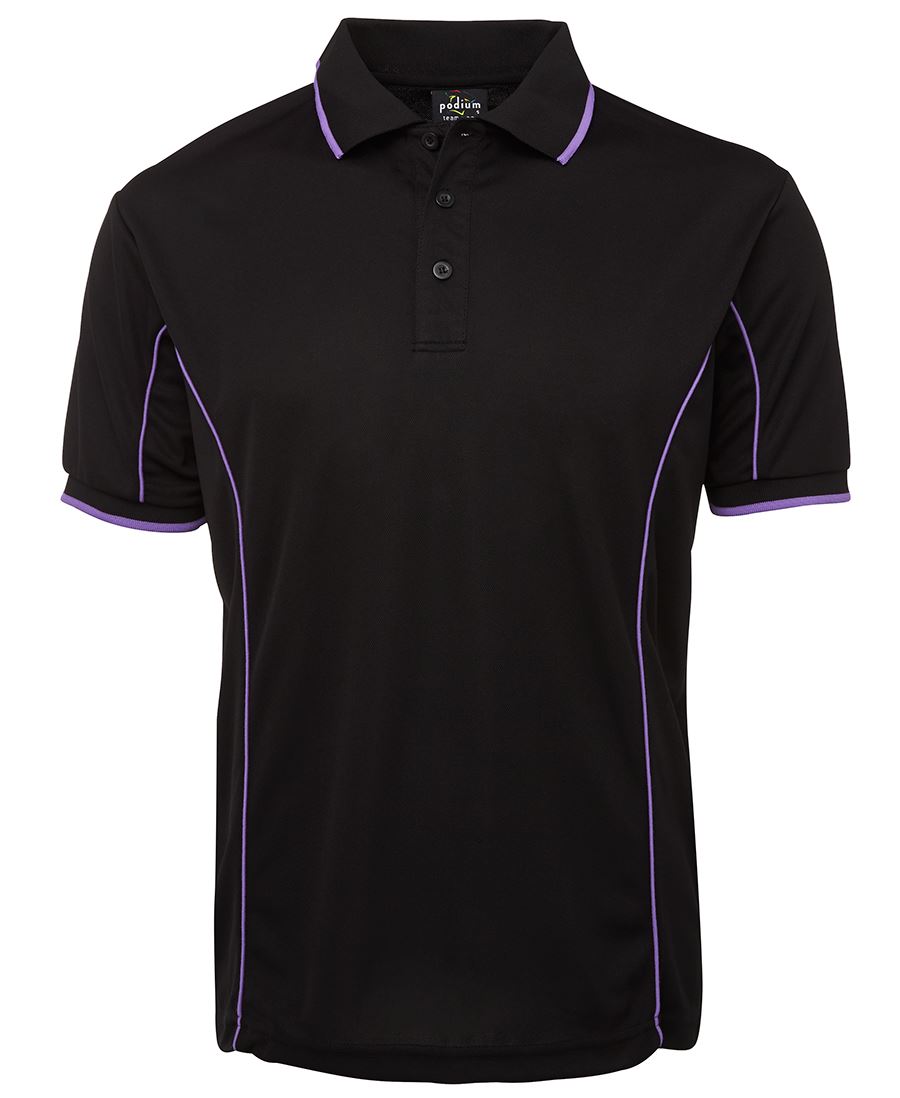 Podium S/S Piping Polo Forest/White-2Xs