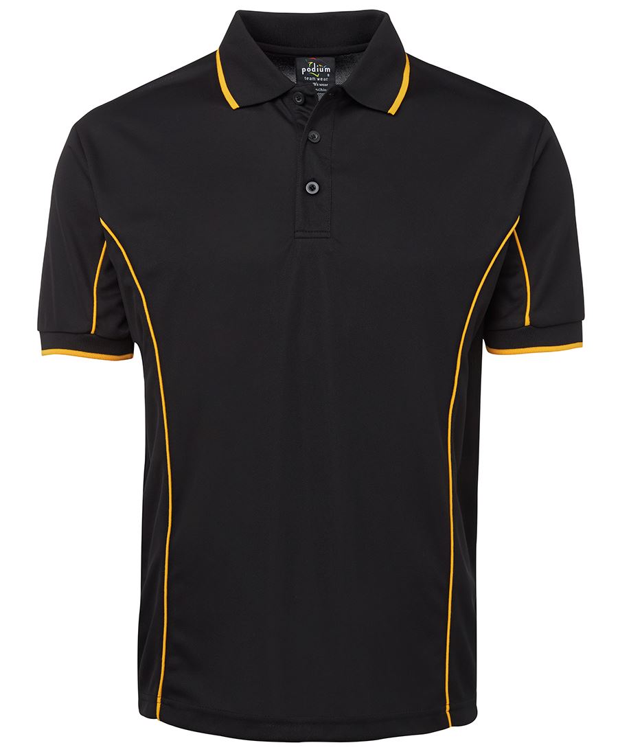 Podium S/S Piping Polo Forest/White-2Xs