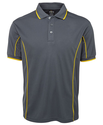 Podium S/S Piping Polo Forest/White-2Xs