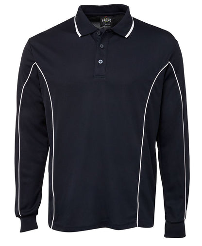 Podium L/S Piping Polo Black/Red-2Xs