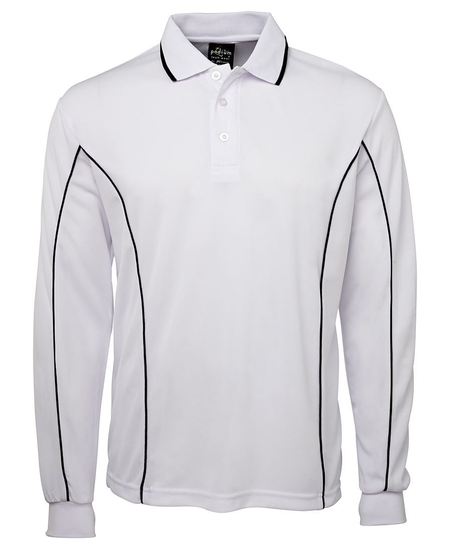 Podium L/S Piping Polo Black/Red-2Xs