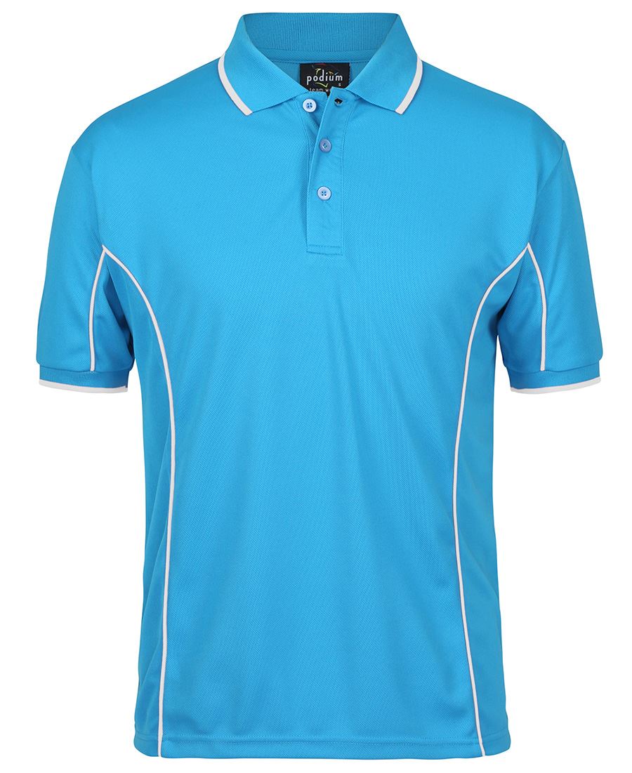 Podium S/S Piping Polo Forest/White-2Xs