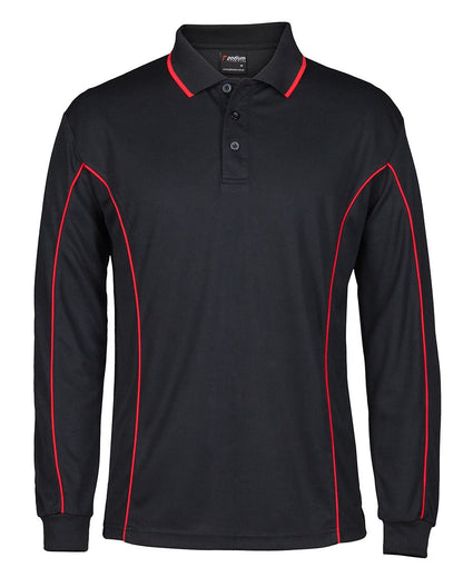 Podium L/S Piping Polo Black/Red-2Xs