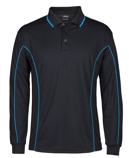 Podium L/S Piping Polo Black/Red-2Xs