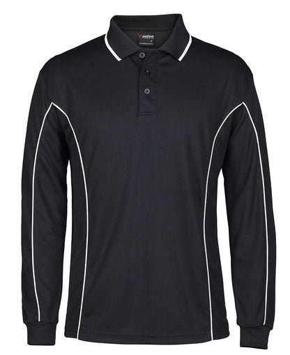 Podium L/S Piping Polo Black/Red-2Xs