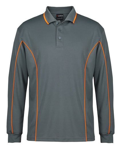 Podium L/S Piping Polo Black/Red-2Xs