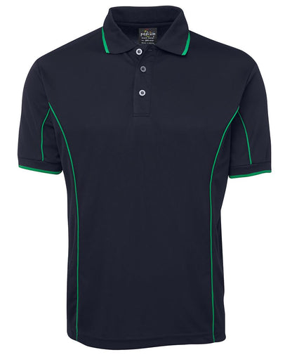 Podium S/S Piping Polo Forest/White-2Xs