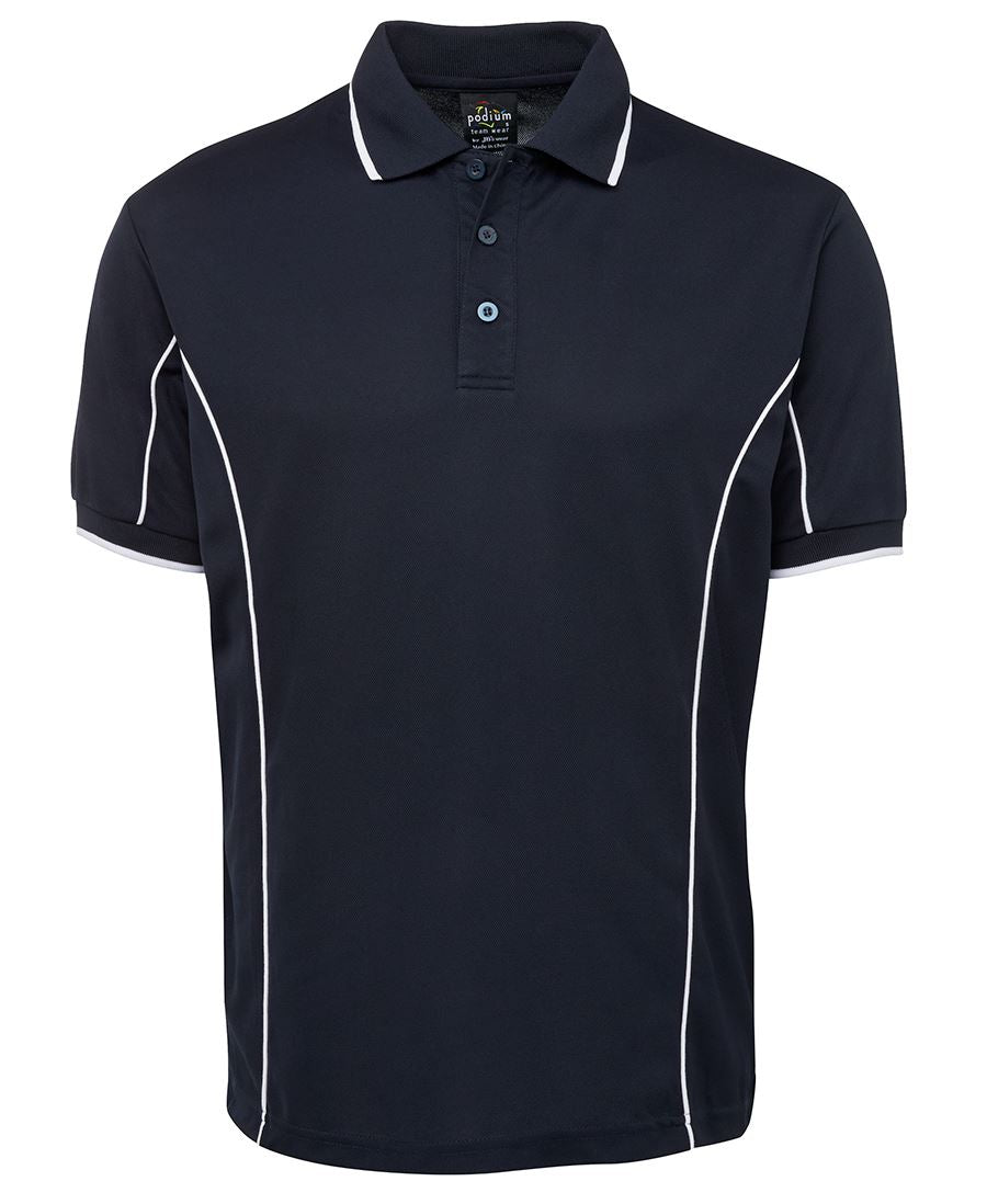 Podium S/S Piping Polo Forest/White-2Xs