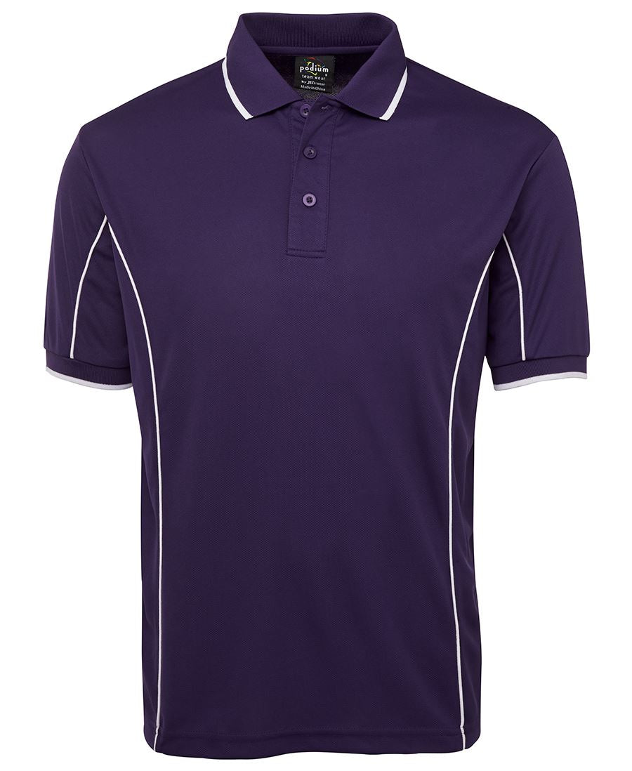 Podium S/S Piping Polo Forest/White-2Xs
