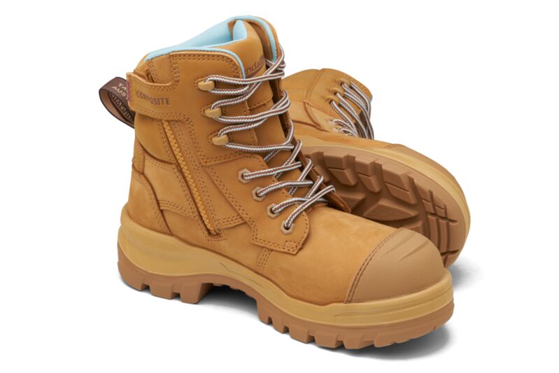 Blundstone 8860 RotoFlex Wheat water-resistant nubuck 150mm zip side women's safety boot