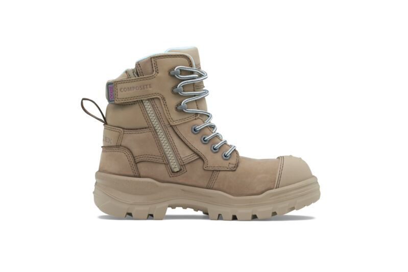 Blundstone 8863 RotoFlex Stone water-resistant nubuck 150mm zip side women's safety boot