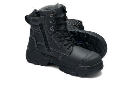 Blundstone 9061 RotoFlex Black water-resistant Platinum leather PU/R 150mm zip sided safety boot