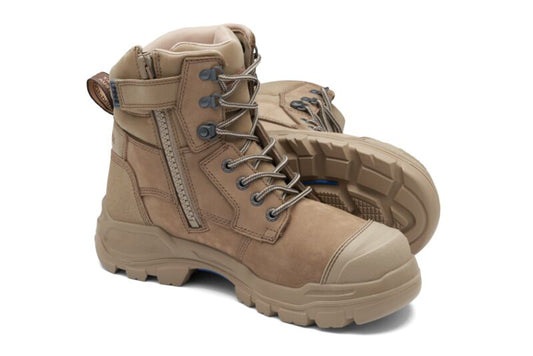 Blundstone 9063 RotoFlex Stone water-resistant nubuck PU/R 150mm zip sided safety boot