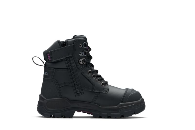 Blundstone 9961 RotoFlex Black water-resistant Platinum leather PU/R 150mm zip sided women's safety boot