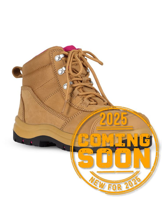 JB's Ladies Atrax Zip Safety Boot Wheat/Pink -06