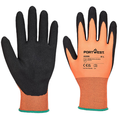 Portwest Dermi-Grip NPR15 Nitrile Sandy Glove in Orange/Black